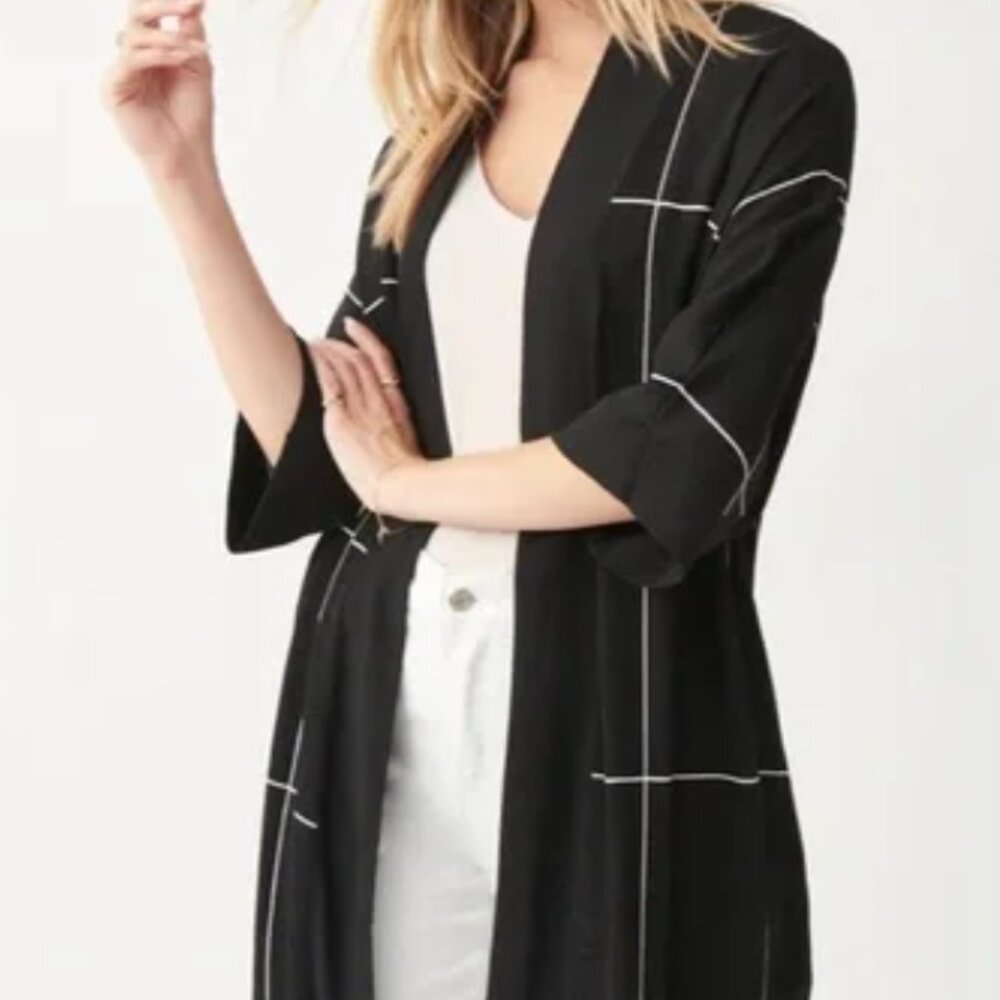 JOSEPH RIBKOFF 🇨🇦 Open Cardigan Black & White Size Small